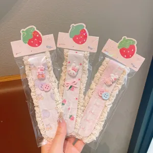 Kids cute lace fringe hair magic paste bangs hair sticker girls sweet decorative accessory