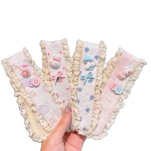 Kids lace hair fringe magic paste cute cartoon rabbit bow hair sticker for daily styling