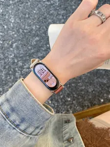 Stylish canvas leather smartwatch strap band replacement for smart fitness tracker band accessory