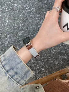 Stylish canvas watch strap replacement compatible with various smartwatches for daily wear.