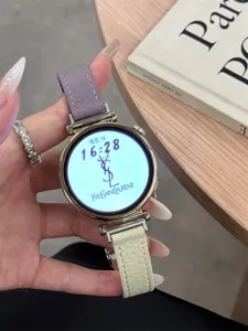 Ersatzarmband aus echtem Leder kompatibel mit Smartwatch Luxus Design eleganter Stil