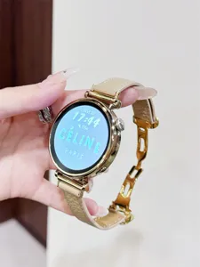 Damen Leder Smartwatch Armband Ersatz mit Goldschnalle kompatibel mit Luxus Uhren Stilen.
