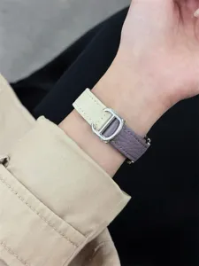 Echtes Leder Uhrenarmband mit D-foermiger Schlieffe fuer Smartwatch Ersatz im Detail.