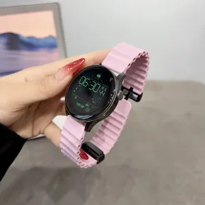 Rosa Silikon-Uhrenarmband Ersatz, 20mm 22mm Magnetband kompatibel mit Smartwatch.