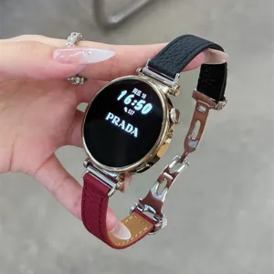 Ersatzarmband aus echtem Leder mit Metall Schliesse kompatibel fur Smartwatch.