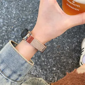 Canvas leather smart watch replacement strap compatible with various bands outdoor fashion design