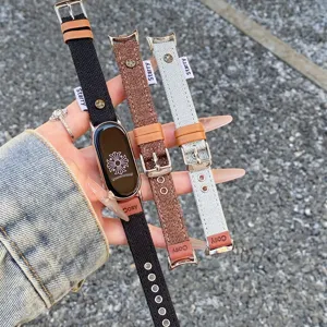 Replacement canvas leather smartwatch strap band compatible with smart fitness bands stylish durable