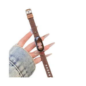 Brown canvas smart watch strap replacement band compatible with popular fitness trackers.