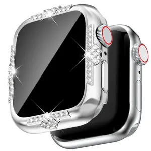 Glitzernde Strass Schutzhülle für Smartwatch, galvanisiertes PC Etui mit Kristalldiamanten.