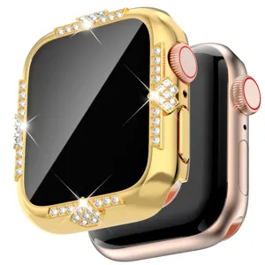 Goldene Strass-Schutzhülle für Apple Watch, glänzender PC elektroplierter Bumper Uhrengehäuse.