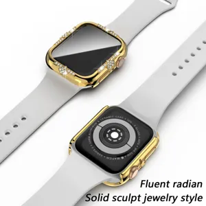 Diamant PC Uhrengehäuse mit Armband für Apple Watch, elegantes glänzendes Schmuckdesign.