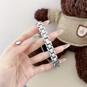 Correa de reloj de metal de repuesto con diseño de cachorro tierno compatible smartwatch.