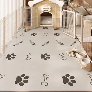 Tappeto per animali domestici con motivi di zampe, tappetino antiscivolo per box cani.