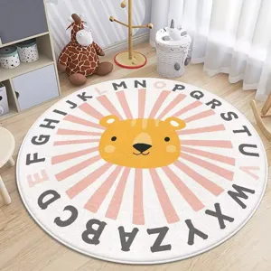 Süßer runder Teppich aus Kaschmir-Imitat für Kinderzimmer, weich, hautfreundlich und gemütlich.