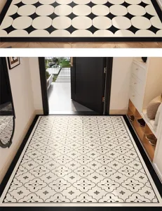 Minimalist PVC floor mat waterproof anti-slip entryway kitchen mat easy clean geometric design