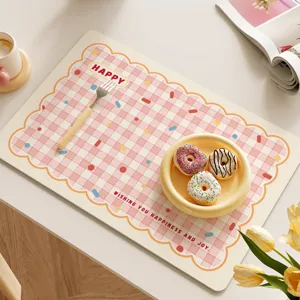 Rosa kariert PVC Tischset wasserdicht abwischbar Küche Esszimmer Tischschutz Matte