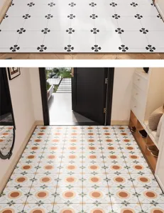 Detailed view of anti-slip waterproof PVC floor mat with geometric pattern for entryway.