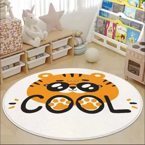 Süße Cartoon runde kaschmirartige Fußmatte, weich und strapazierfähig für Wohnzimmer.