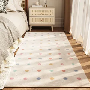 Thickened Imitation Cashmere Rainbow Bedroom Carpet Modern Minimalist Anti-Slip Bedside Rug Home Decor Floor Mat