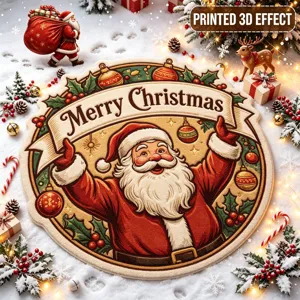 Weihnachten runder Plueschteppich weich flauschig Schlafzimmer Bettmatte Festdeko
