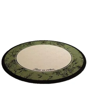 Rundes Blumen-Kristall-Samt-Teppich für Wohnzimmer, weiche rutschfeste Schlafzimmer-Bettmatte.