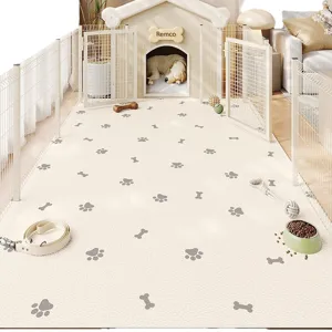 Bonita alfombra para mascotas de PVC impermeable antideslizante con valla para sala, duradera y fácil.