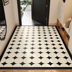 Modern Minimalist PVC Waterproof Entrance Mat Geometric Printed Non-Slip Durable Kitchen Floor Mat Easy To Clean Door Rug