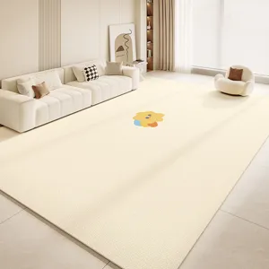 Modern minimalist PVC wipeable area rug for living room waterproof easy clean floor mat.