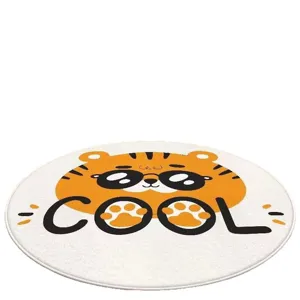 Runde niedliche Plüschmatte mit Tiger, weicher gemütlicher Teppich für Schlafzimmer und Wohnzimmer.