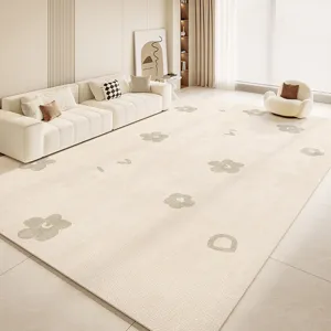 Minimalist PVC waterproof floor mat for living room, easy to clean, durable bedroom area rug.