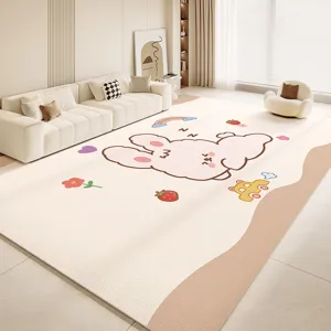 Large PVC wipe-clean floor mat for living room, waterproof and dirt-resistant kids crawl rug.