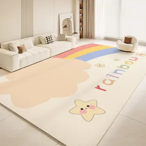 Waterproof PVC children play mat with cute rainbow and star pattern for living room