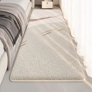Minimalist luxury faux cashmere bedroom bedside rug soft skin-friendly durable floor mat