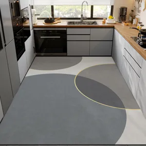 Modern kitchen floor mat abstract geometric circle design anti-slip water absorbing mat.