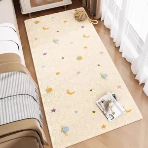 Cute cartoon star moon plush bedroom rug soft cozy bedside mat living room floor mat