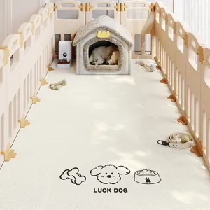 Waterproof PVC pet mat for living room, wear-resistant floor protection and fence liner.