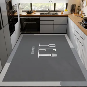 Kitchen diatomaceous earth floor mat absorbent anti-slip kitchen mat simple gray rug