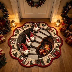Christmas decorative 3D illusion crystal velvet round rug for living room home decor
