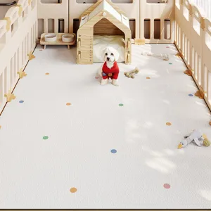 Minimalist PVC polka dot pet mat waterproof wipe-clean flooring for living room playpen use