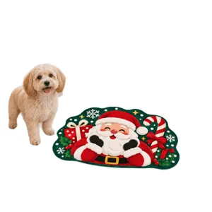 Christmas fluffy floor mat cute Santa doormat soft holiday home decor rug for entryway.