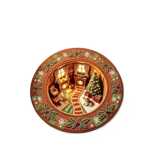 Christmas 3D illusion round crystal velvet floor mat cozy living room decorative rug