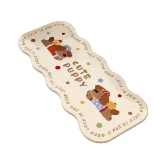 Cute imitation cashmere bedside rug fluffy soft cartoon puppy floor mat for bedroom
