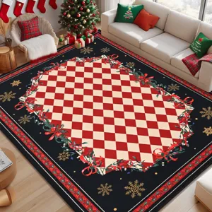 Weihnachts rot-weißer karierter dekorativer Teppich für das Wohnzimmer gemütliche Fußmatte