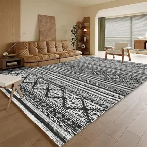Tappeto Moderno Minimalista in Simil Cachemire Motivo Geometrico Retrò Tappeto Decorativo per Soggiorno Antiscivolo Lavabile per Camera da Letto