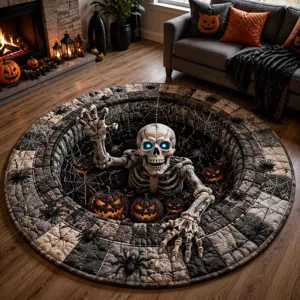 Halloween 3D visual illusion circular rug for living room bedroom floor decor comfortable mat