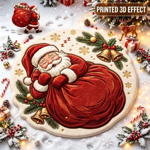 Runder Weihnachts Teppich Weihnachtsmann Rentier Bedruckt Faux Kaschmir Weich Rutschfest Area Rug Für Wohnzimmer Schlafzimmer