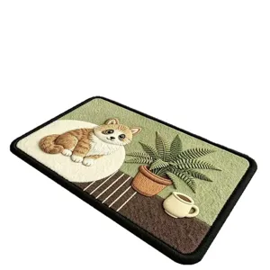 Cute cartoon cat decorative doormat non-slip absorbent bath mat for home hallway floor