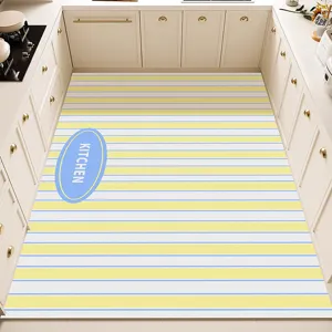 Alfombra de cocina larga a rayas antideslizante impermeable a prueba de aceite lavable