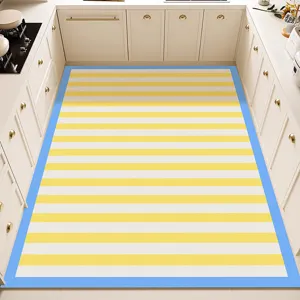 Alfombra de cocina impermeable antideslizante con rayas amarillas para el suelo