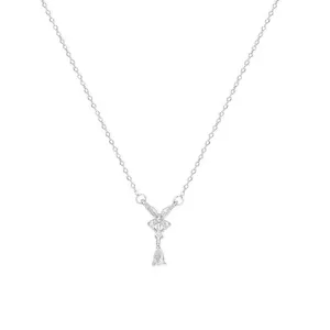Silber Zirkon Schmetterling Tropfen Anhänger Schlüsselbeinkette elegante minimalistische Frauen